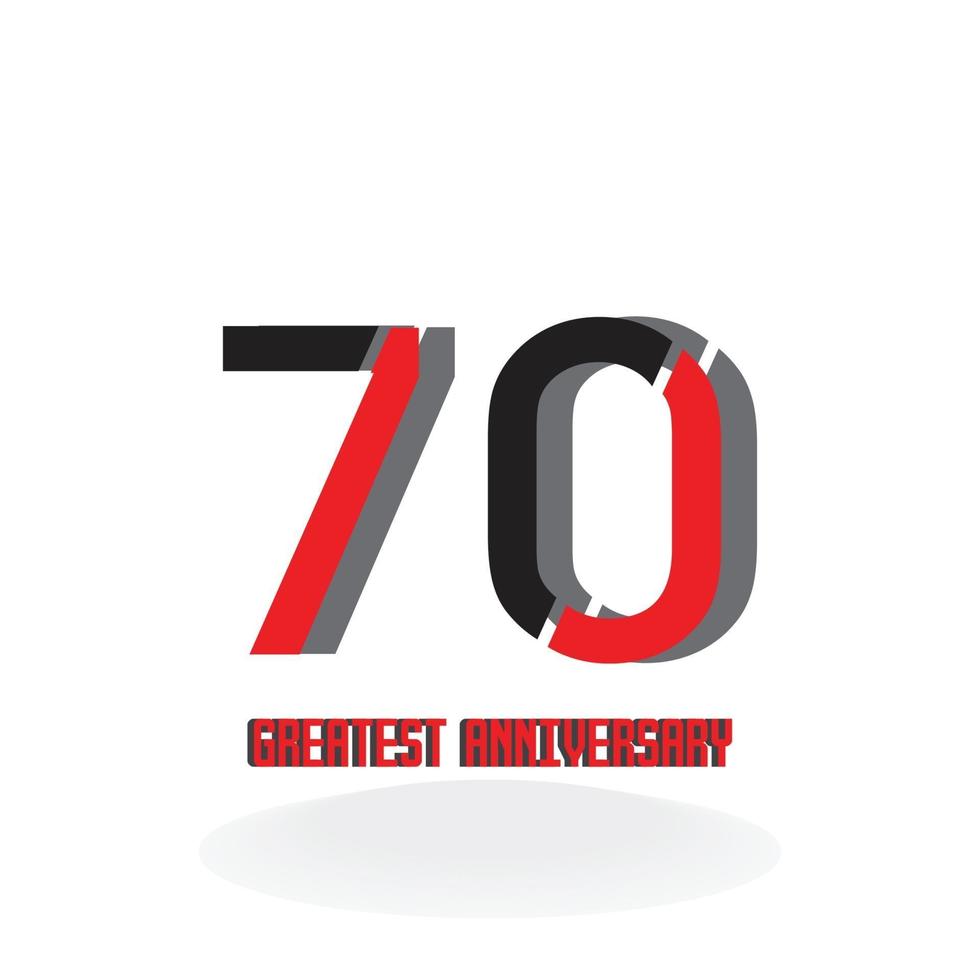 70 Years Anniversary Celebration Black Red Color Vector Template Design Illustration