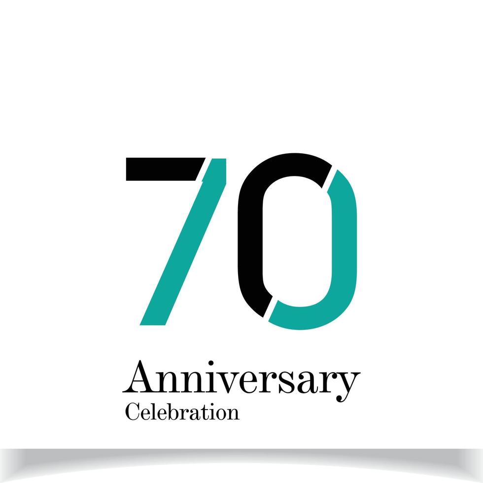 70 Years Anniversary Celebration Black Blue Color Vector Template Design Illustration