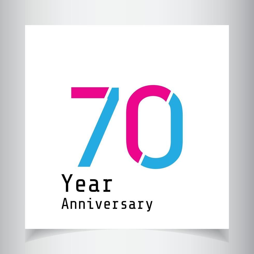 70 Years Anniversary Celebration Pink Blue Color Vector Template Design Illustration