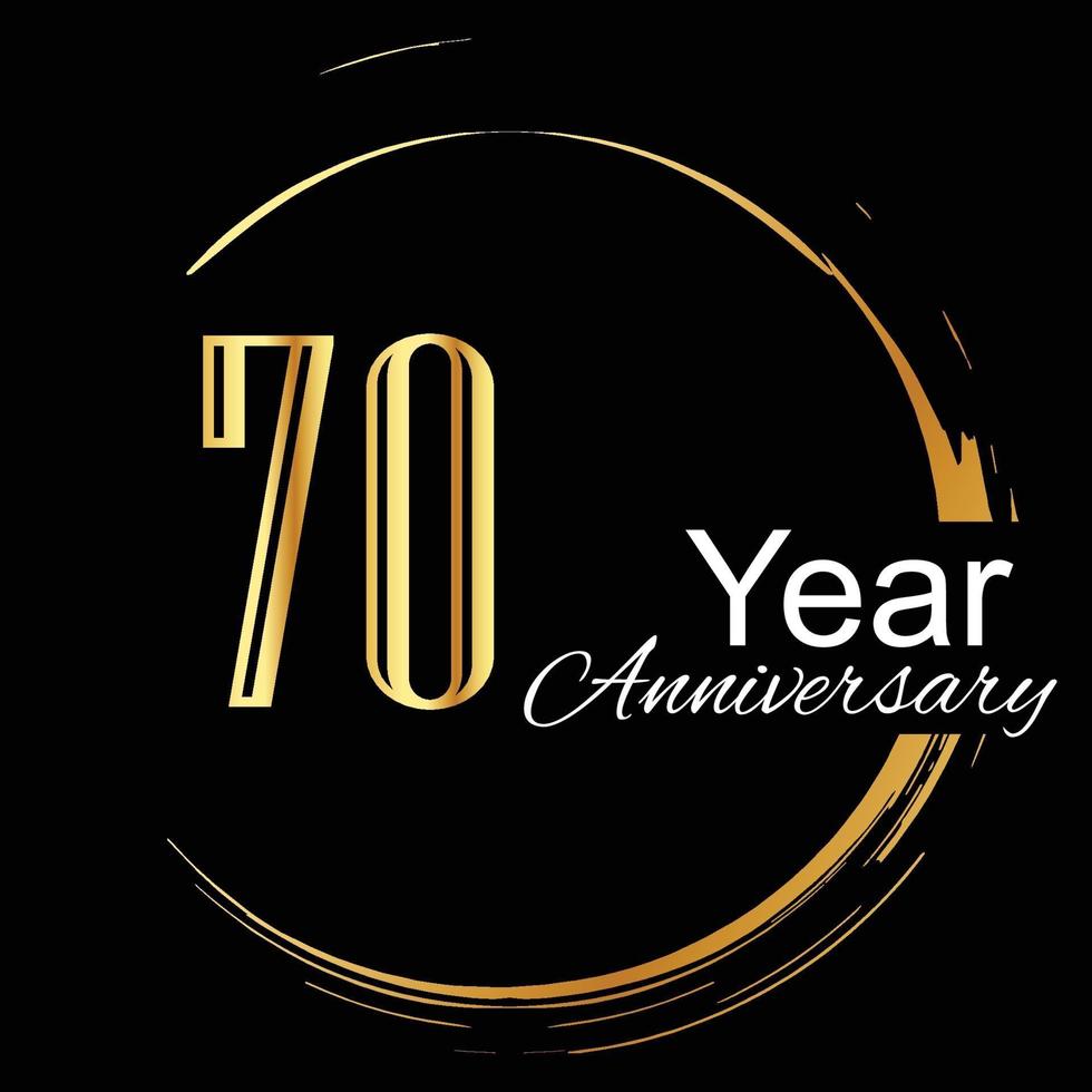 70 Years Anniversary Celebration Gold Black Background Color Vector Template Design Illustration