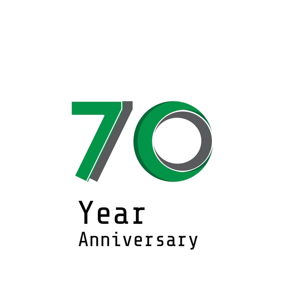 Ilustración de diseño de plantilla de vector de color verde de celebración de aniversario de 70 años