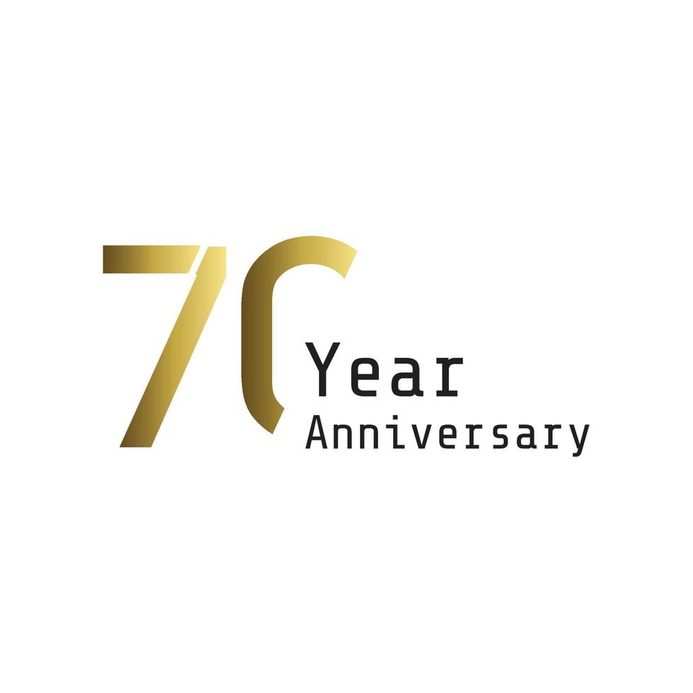 70 Years Anniversary Celebration Gold  Vector Template Design Illustration
