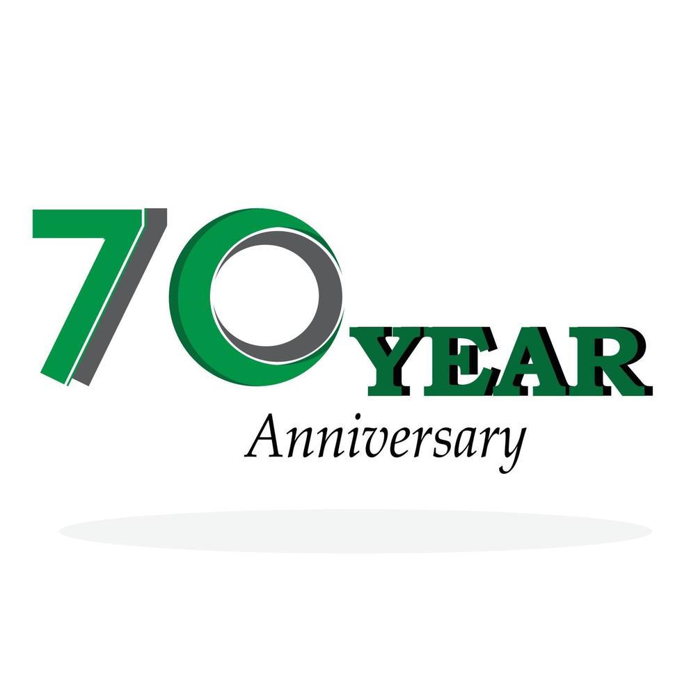 70 Years Anniversary Celebration Green Color Vector Template Design Illustration
