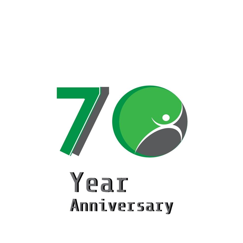 70 Years Anniversary Celebration Green Color Vector Template Design Illustration