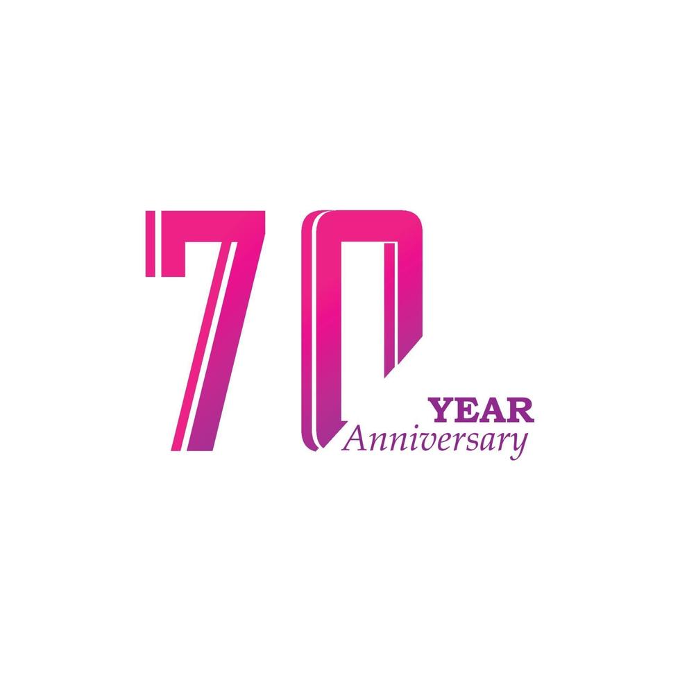70 Years Anniversary Celebration Purple Color Vector Template Design Illustration