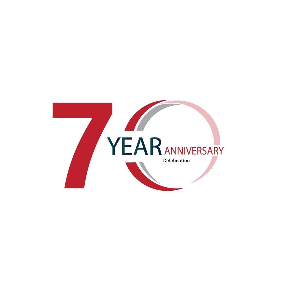 70 Years Anniversary Celebration Red Color Vector Template Design Illustration