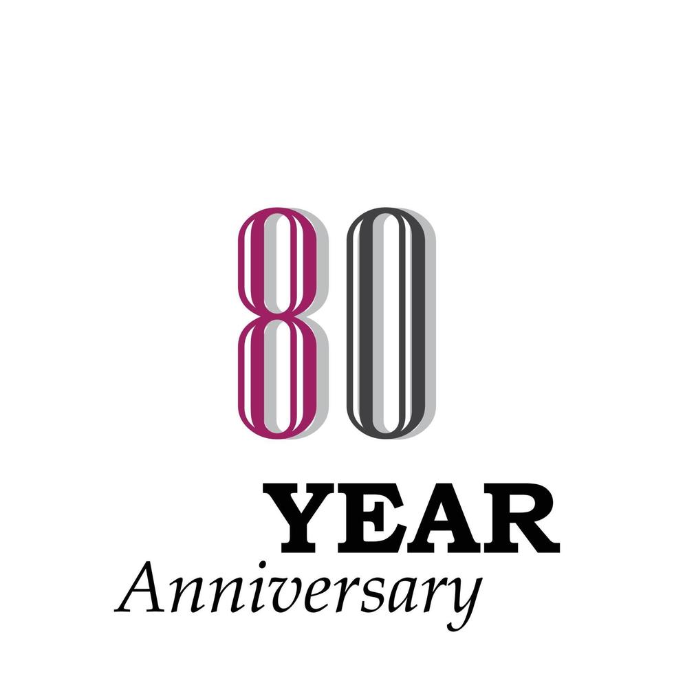 80 Years Anniversary Celebration Color Vector Template Design