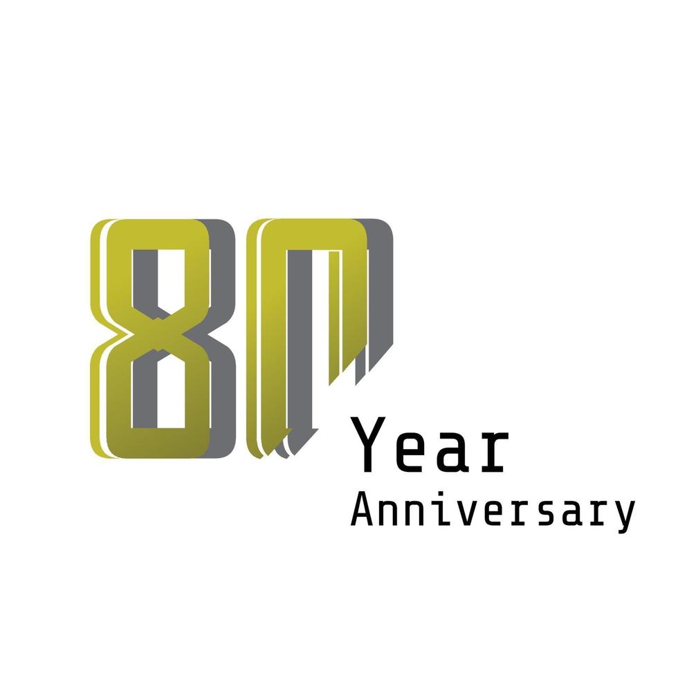 80 Years Anniversary Celebration Gold Vector Template Design Illustration