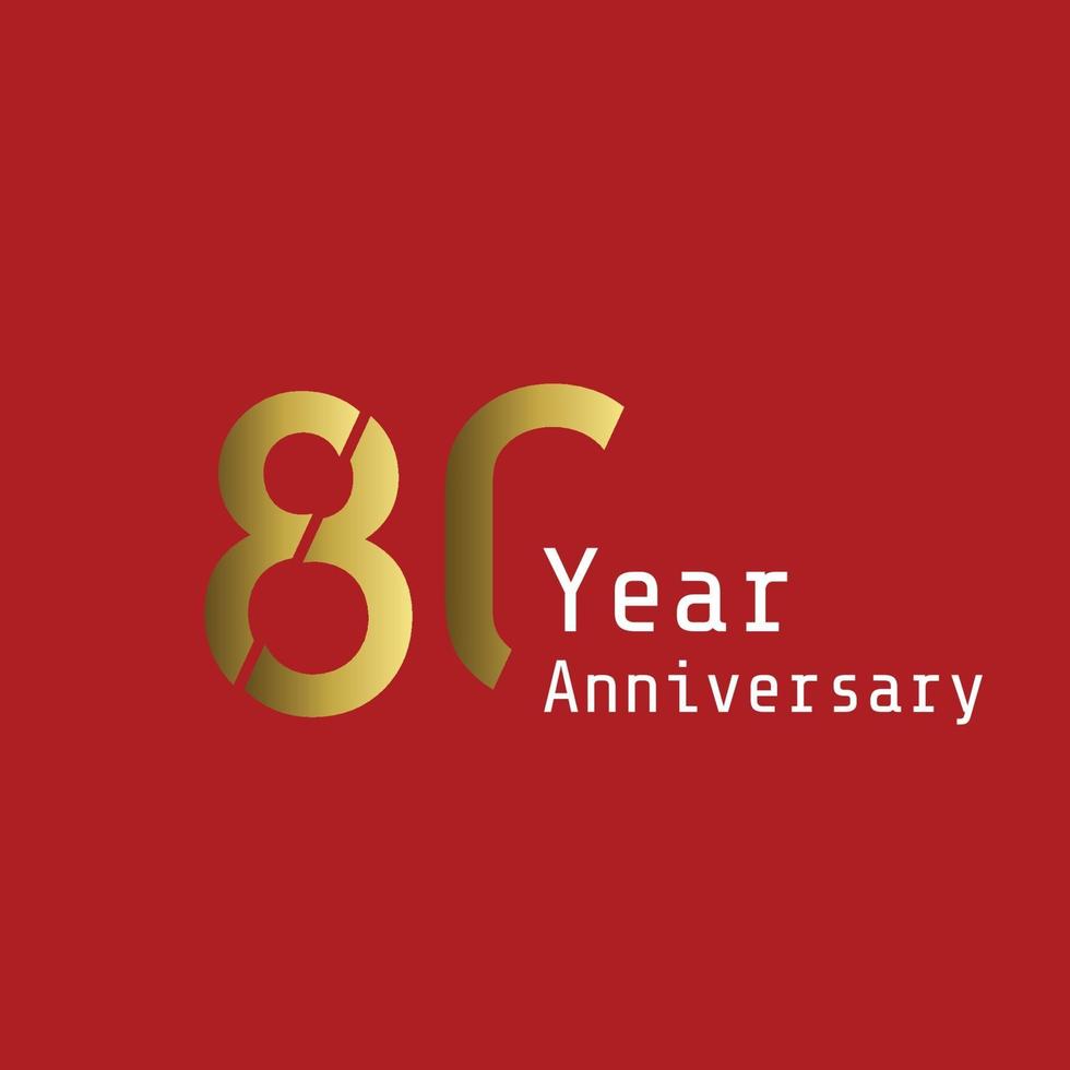 80 Years Anniversary Celebration Gold Red Background Color Vector Template Design Illustration