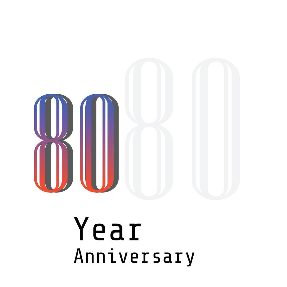 80 Years Anniversary Celebration Color Vector Template Design Illustration