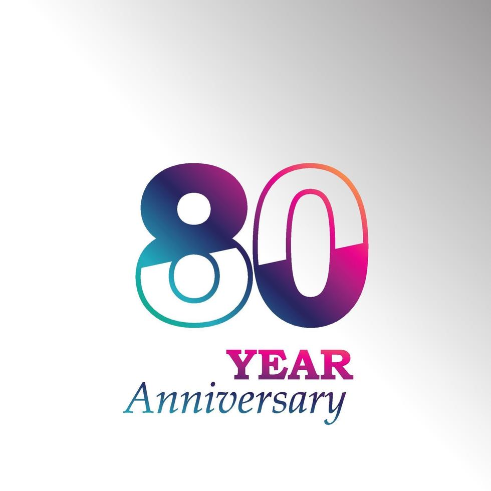 80 Years Anniversary Celebration Rainbow Color Vector Template Design Illustration