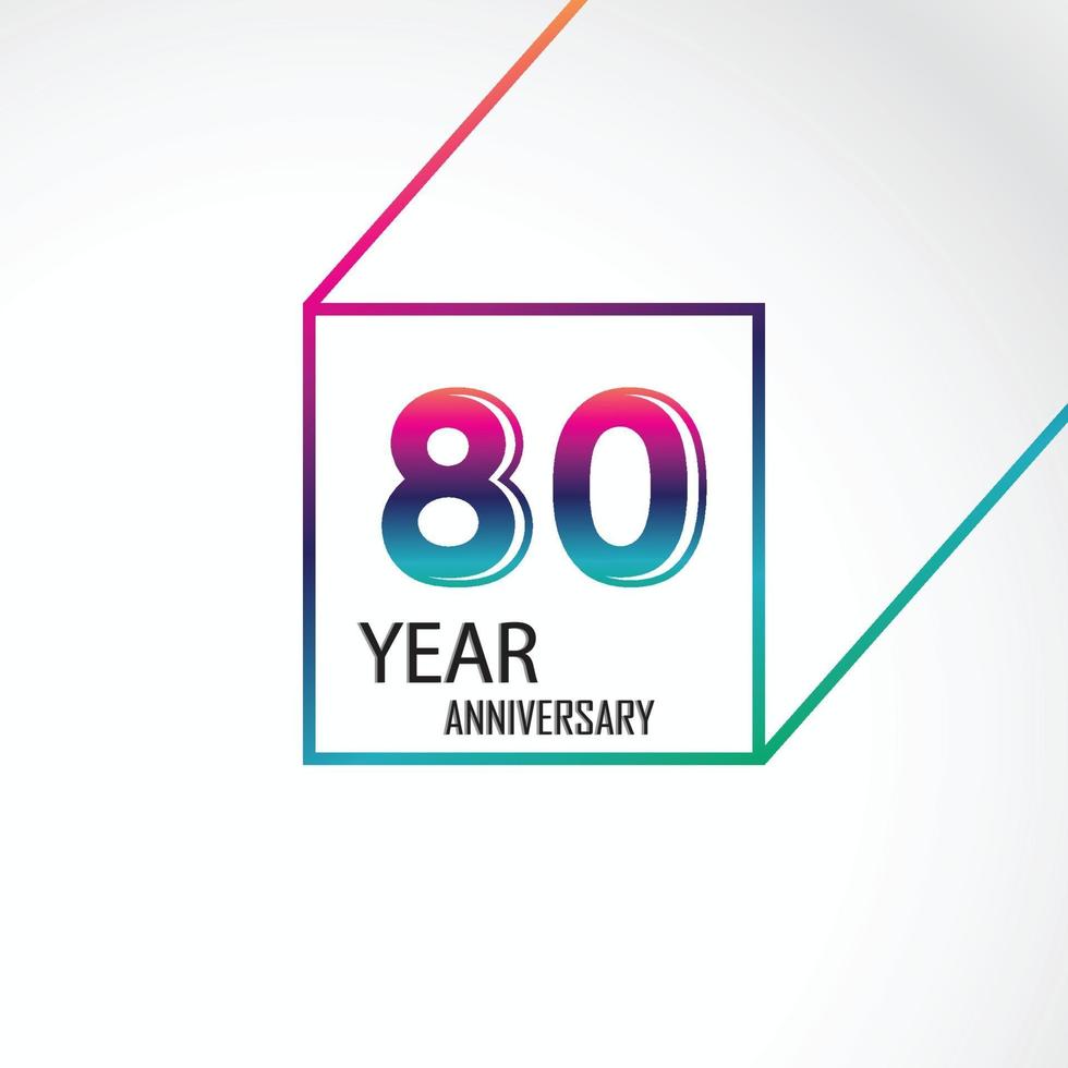 80 Years Anniversary Celebration Color Vector Template Design Illustration