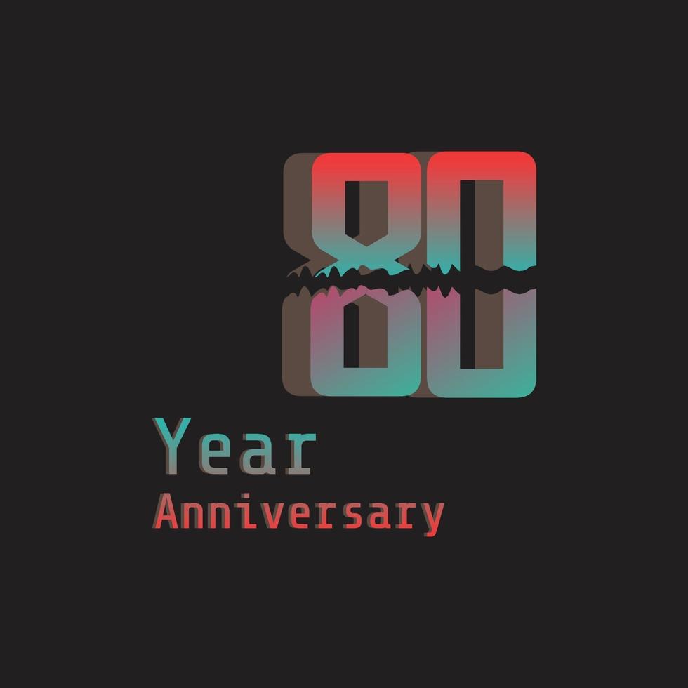 80 Years Anniversary Celebration Rainbow Color Vector Template Design Illustration