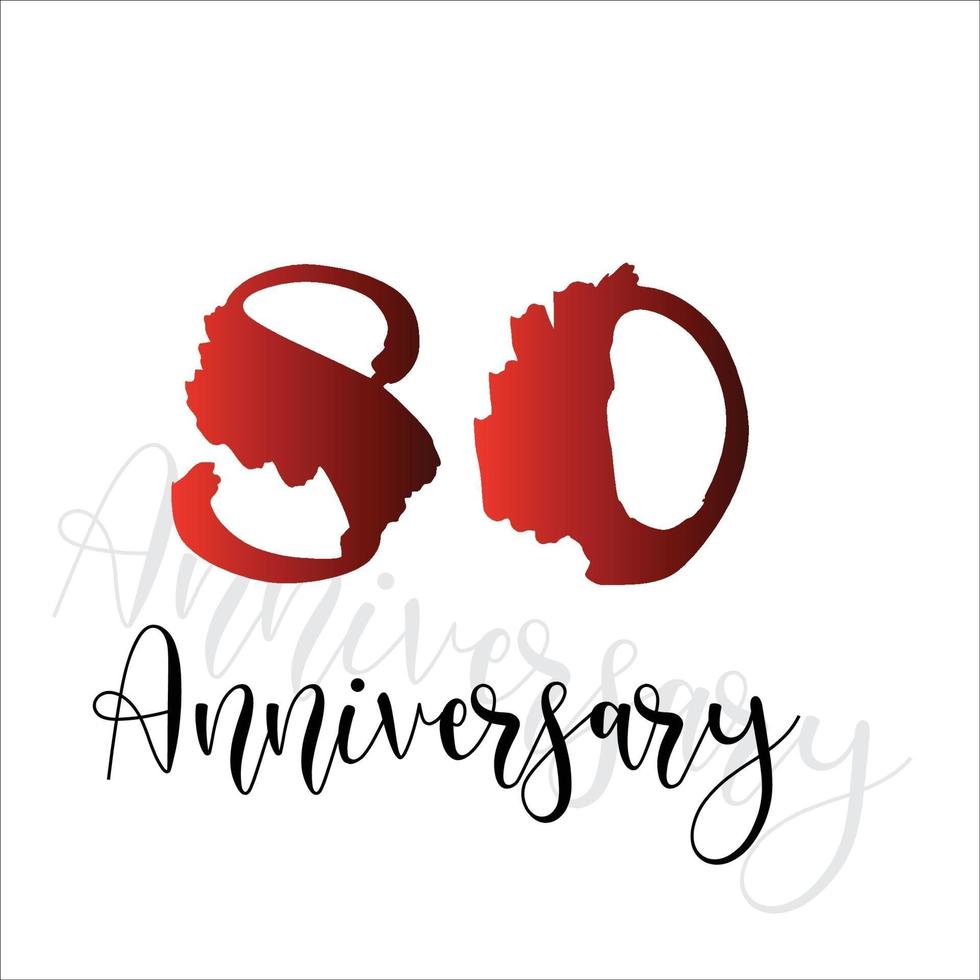 Ilustración de diseño de plantilla de vector de color rojo de celebración de aniversario de 80 años