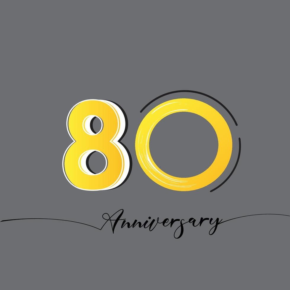 80 Years Anniversary Celebration Yellow Color Vector Template Design Illustration