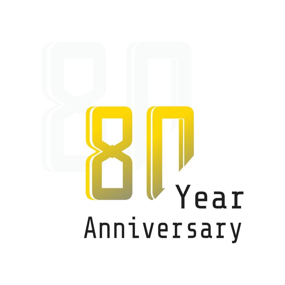 80 Years Anniversary Celebration Yellow Color Vector Template Design Illustration
