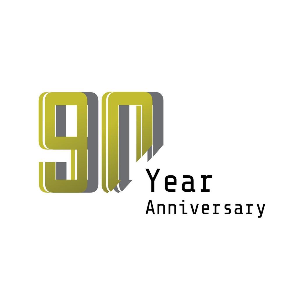 90 Years Anniversary Celebration Gold Vector Template Design Illustration