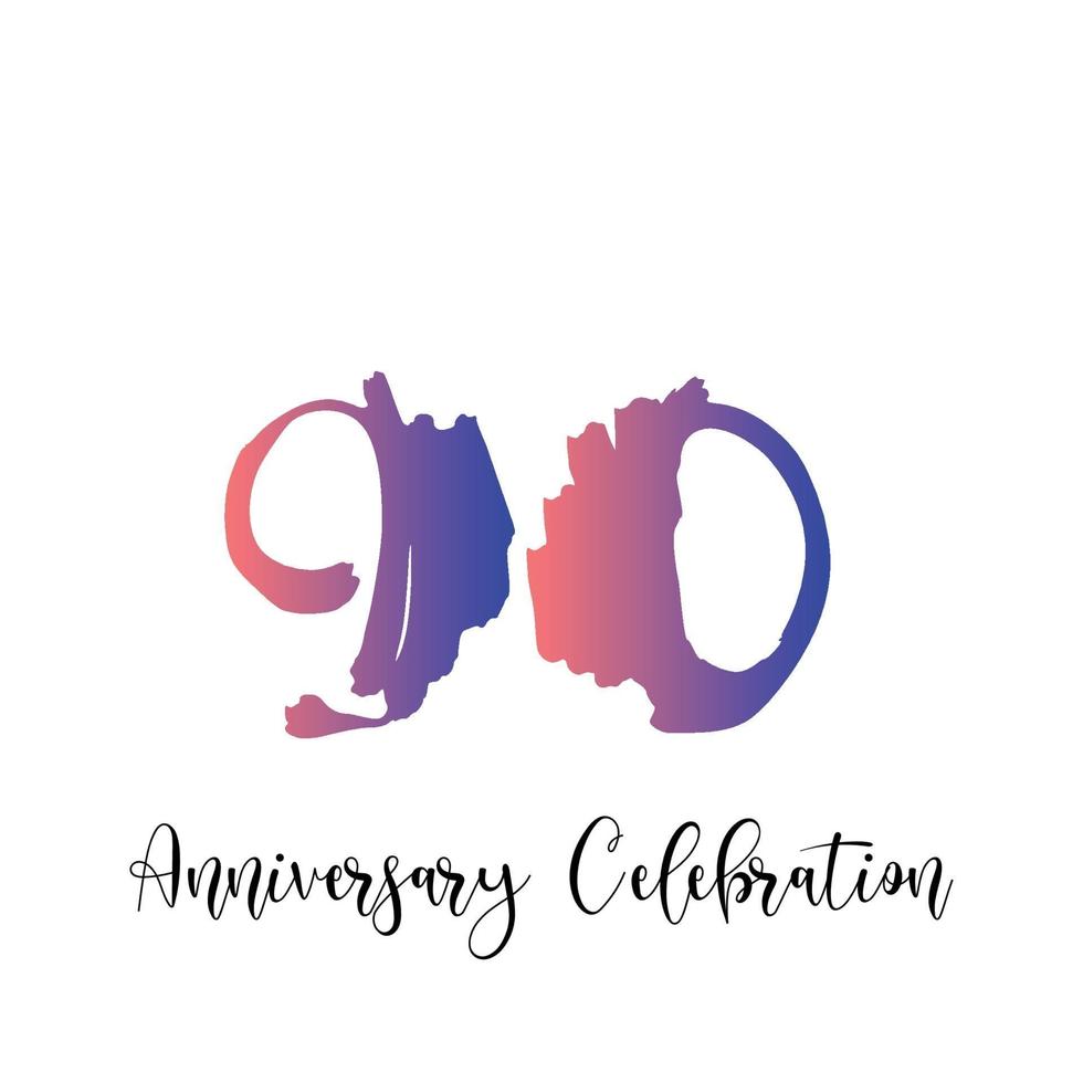 90 Years Anniversary Celebration Purple Color Vector Template Design Illustration