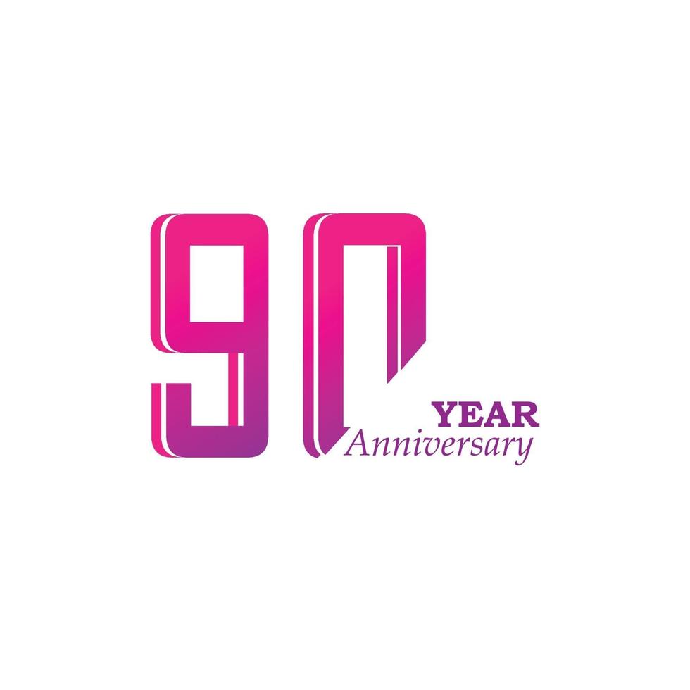 90 Years Anniversary Celebration Purple Color Vector Template Design Illustration