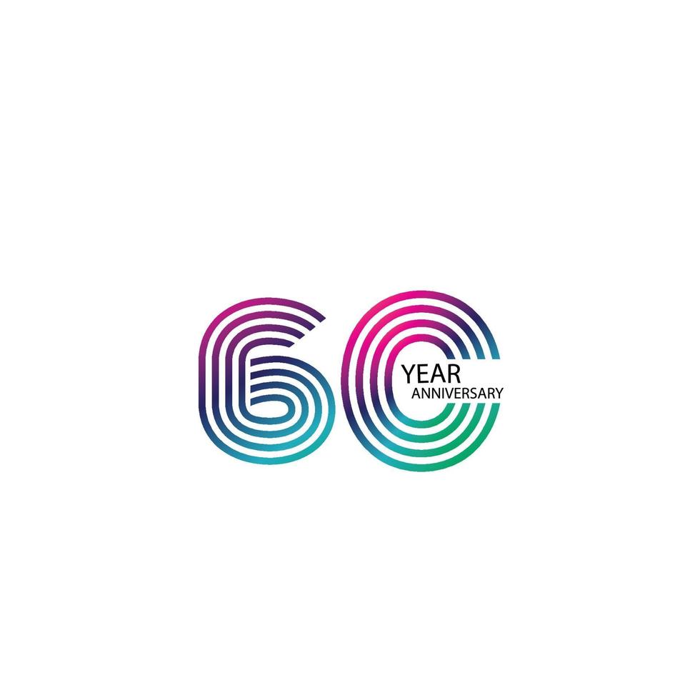 60 Years Anniversary Celebration Rainbow  Color Vector Template Design Illustration