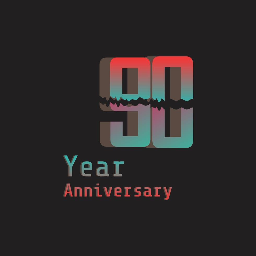 90 Years Anniversary Celebration Rainbow Color Vector Template Design Illustration