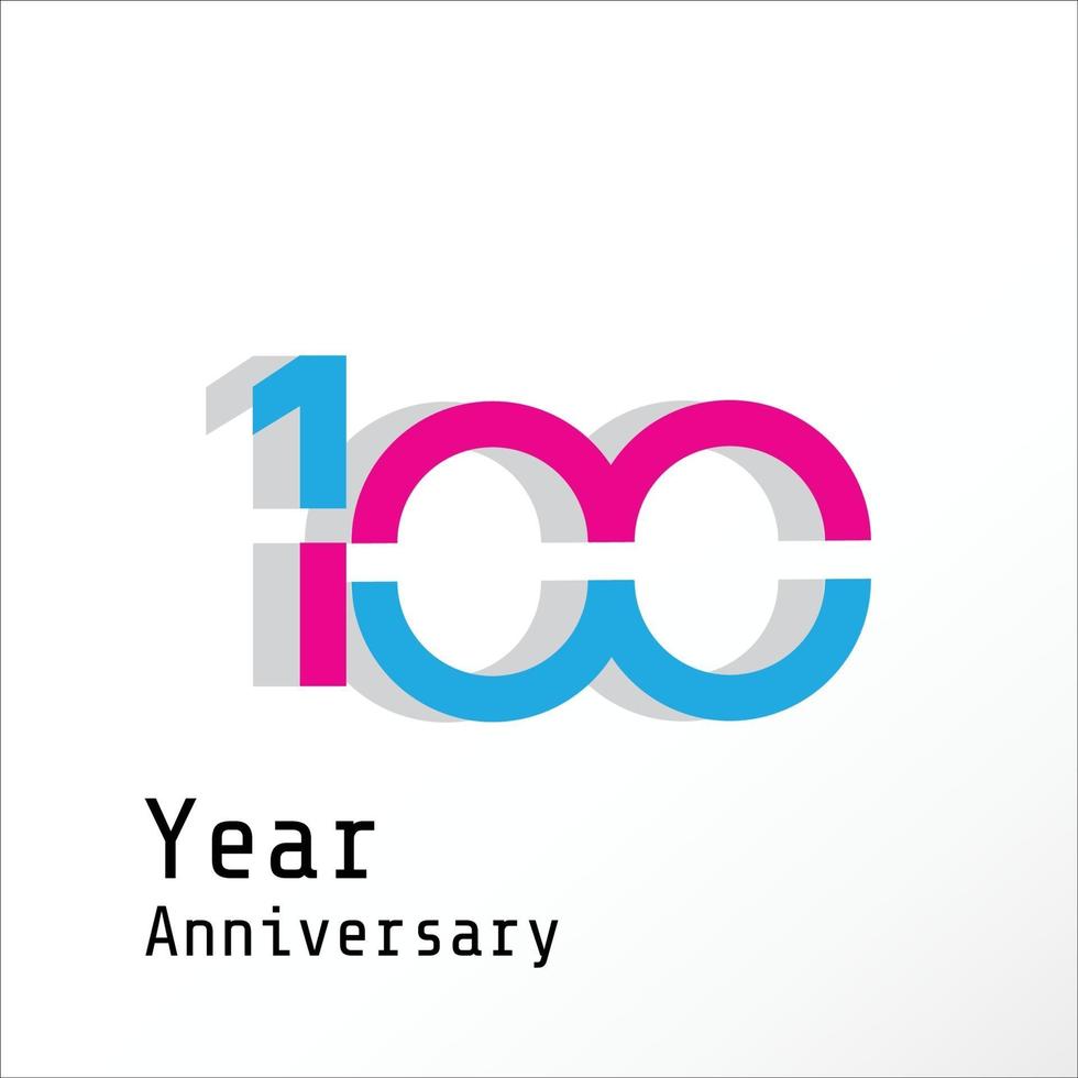 Ilustración de diseño de plantilla de vector de color azul rosa celebración de aniversario de 100 años
