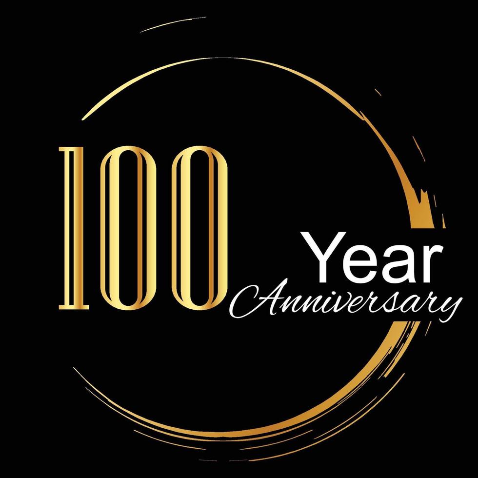 Ilustración de diseño de plantilla de vector de color de fondo negro dorado de celebración de aniversario de 100 años