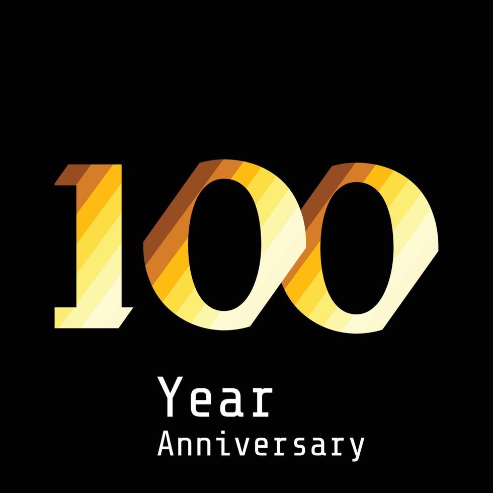 100 Years Anniversary Celebration Gold Black Background Color Vector Template Design Illustration