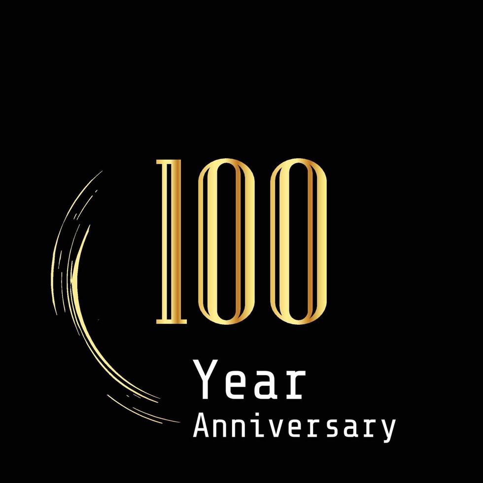 100 Years Anniversary Celebration Gold Black Background Color Vector Template Design Illustration