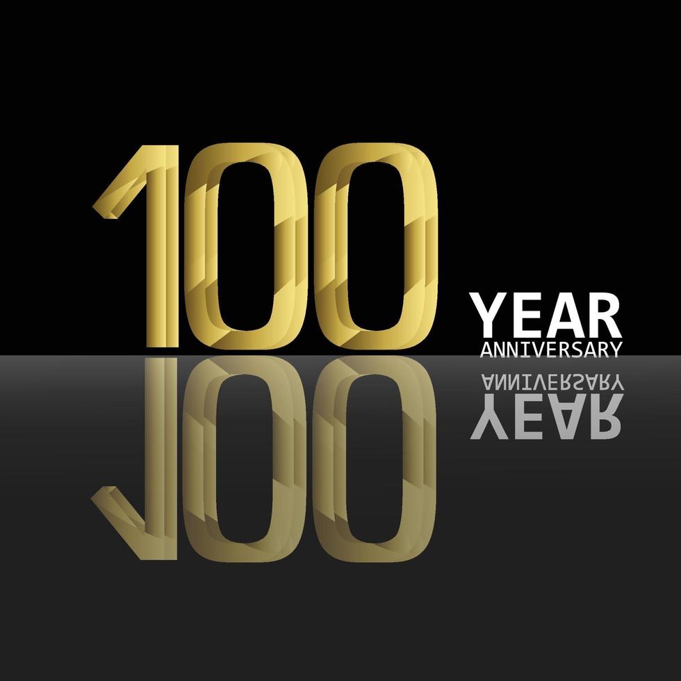 Ilustración de diseño de plantilla de vector de color de fondo negro dorado de celebración de aniversario de 100 años