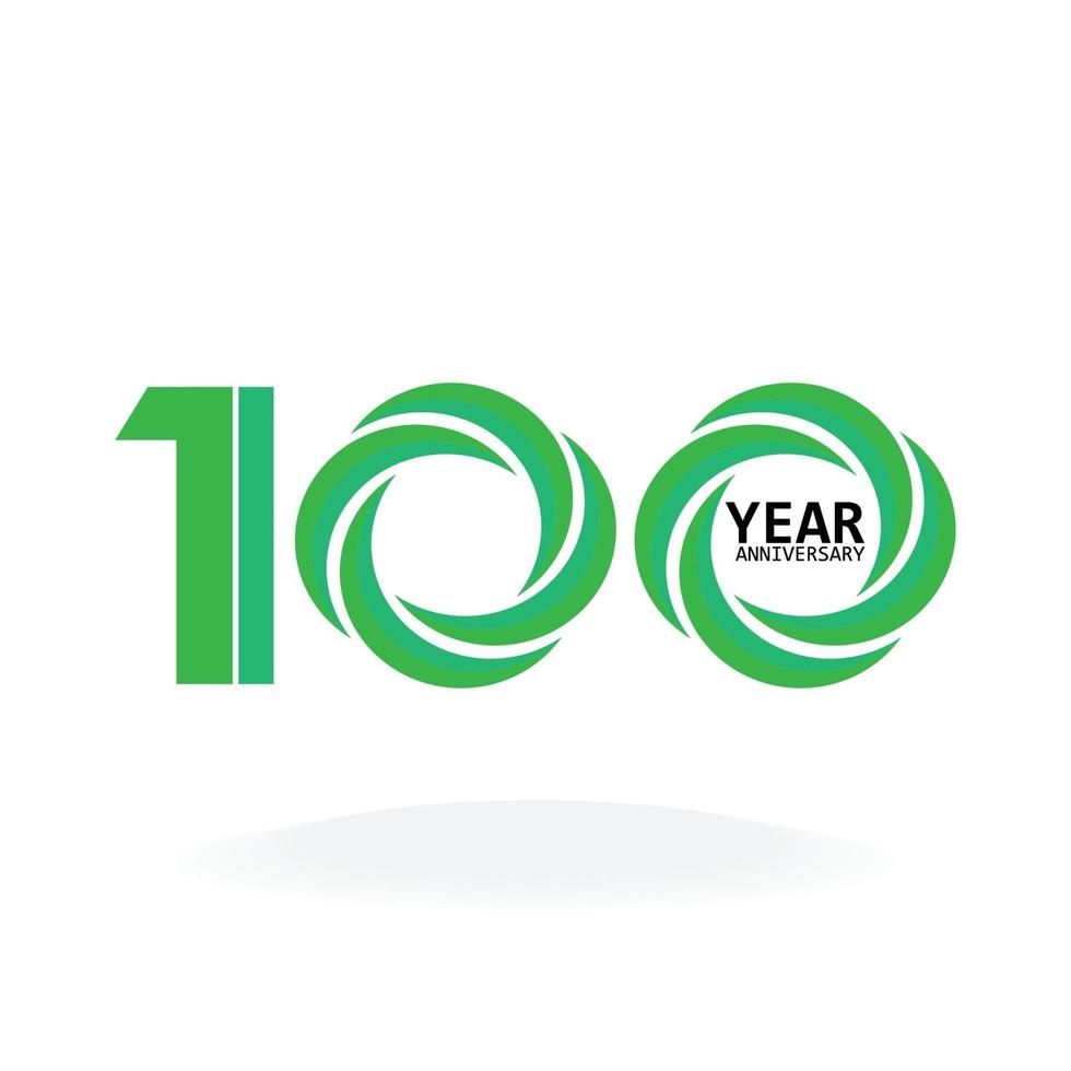Ilustración de diseño de plantilla de vector de color verde de celebración de aniversario de 100 años
