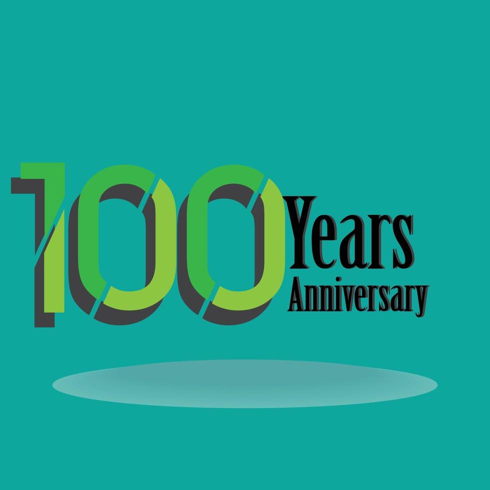 100 Years Anniversary Celebration Green Color Vector Template Design Illustration
