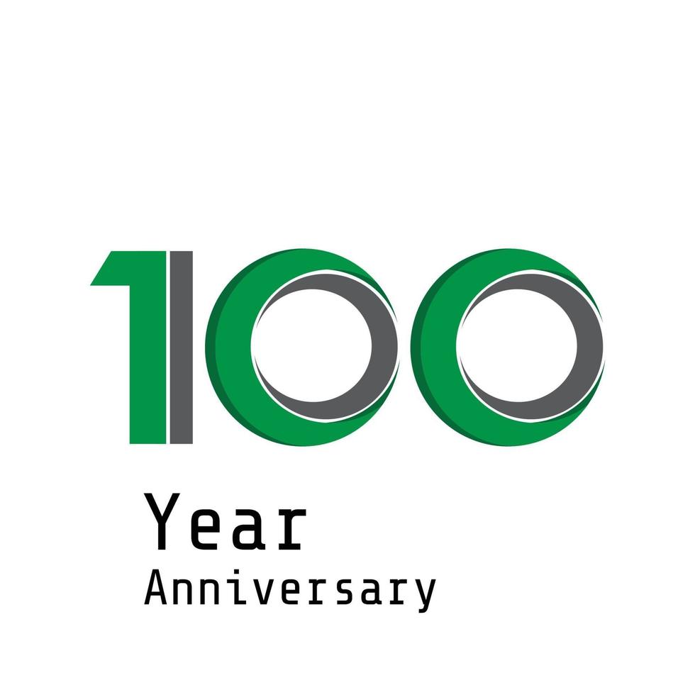 Ilustración de diseño de plantilla de vector de color verde de celebración de aniversario de 100 años