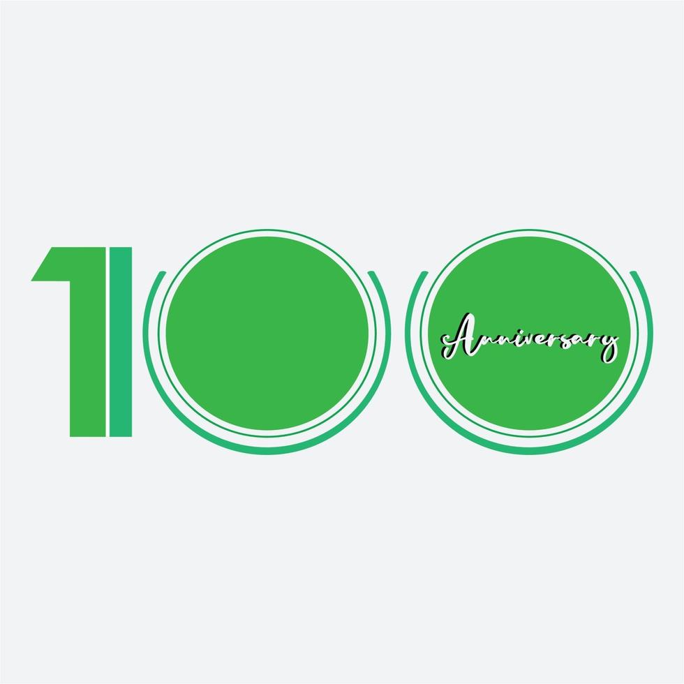 100 Years Anniversary Celebration Green Color Vector Template Design Illustration
