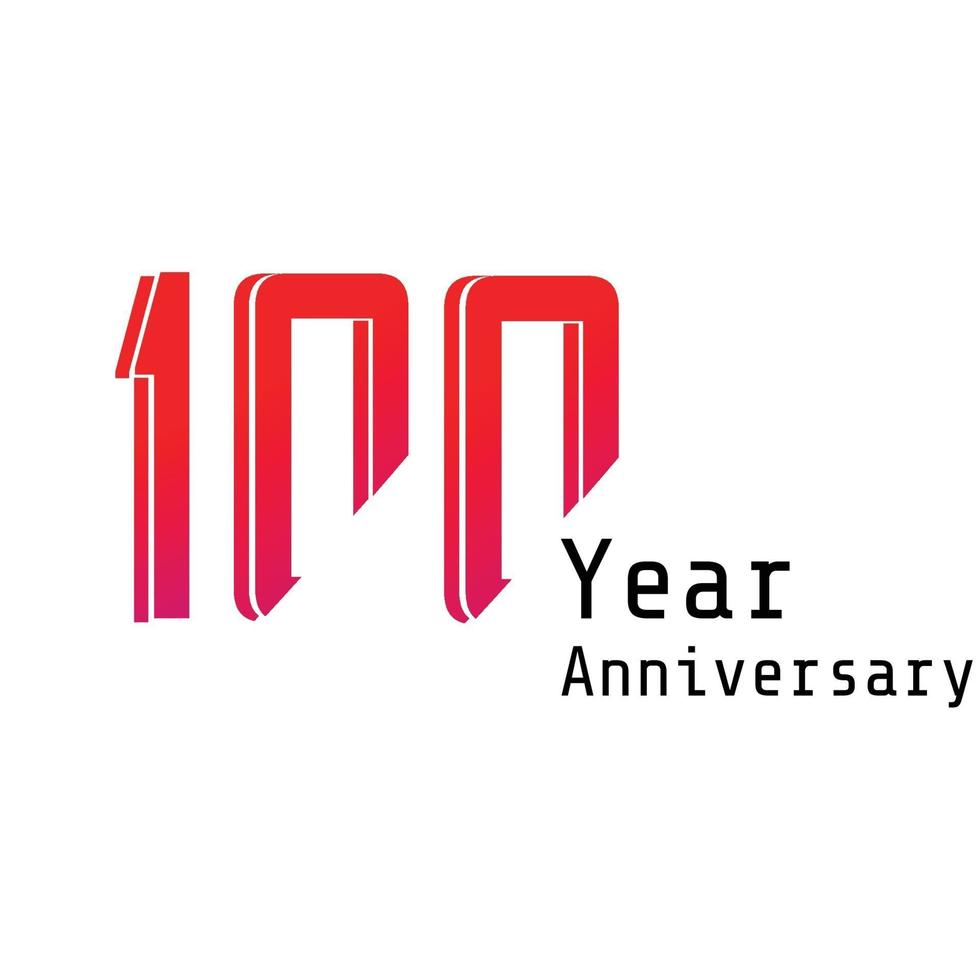 100 Years Anniversary Celebration Red Color Vector Template Design Illustration