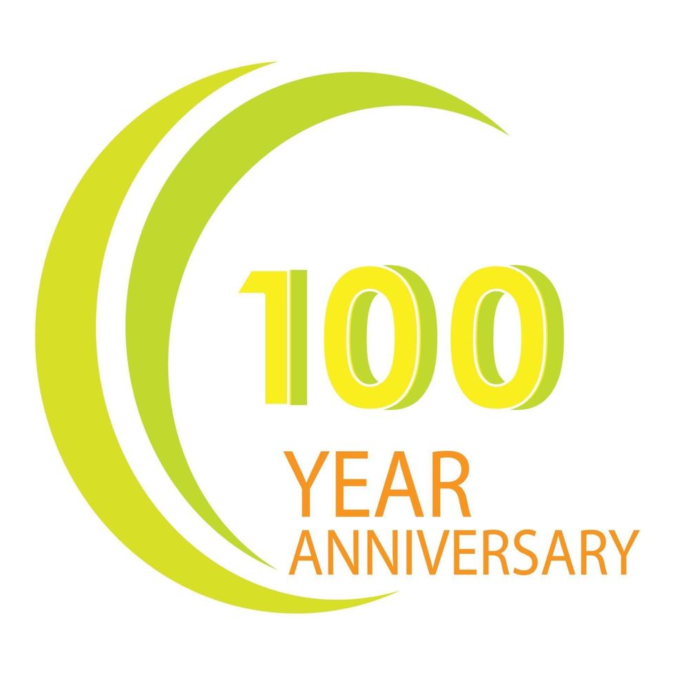 100 Years Anniversary Celebration Yellow Color Vector Template Design Illustration