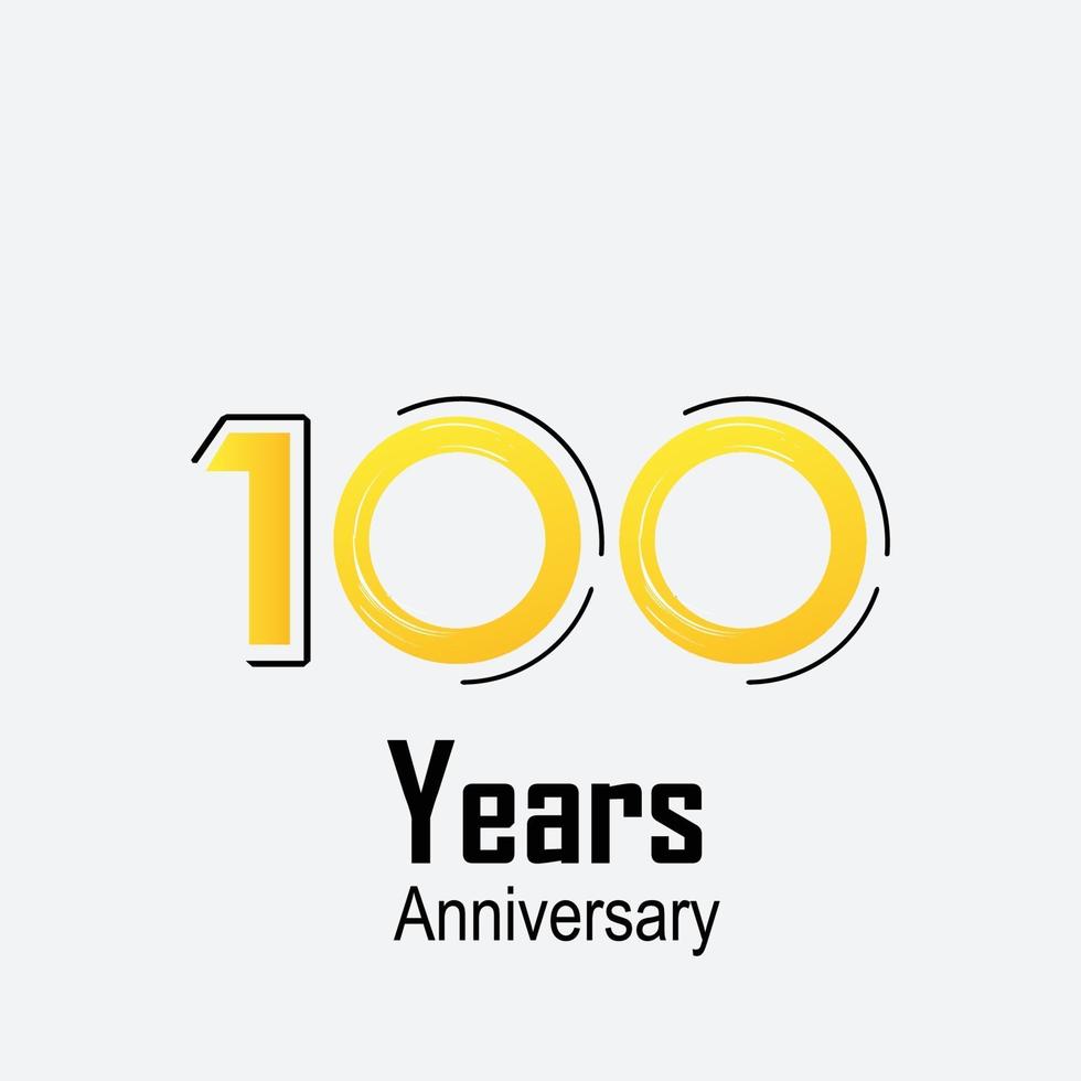 Ilustración de diseño de plantilla de vector de color amarillo de celebración de aniversario de 100 años