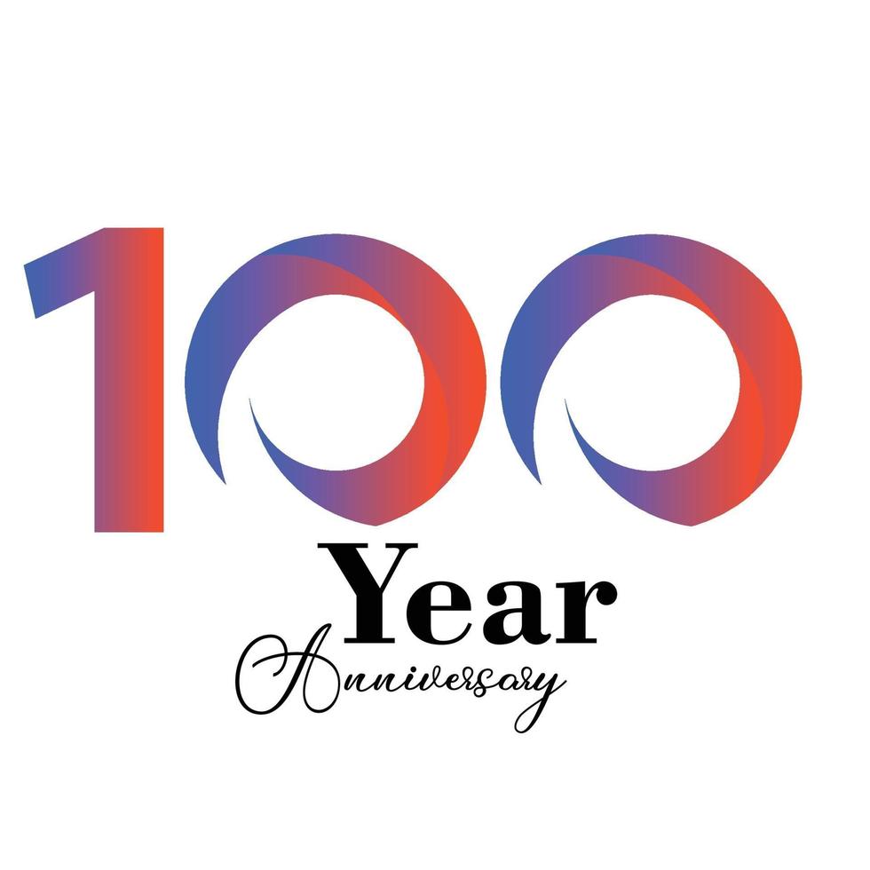 100 Years Anniversary Celebration Rainbow Color Vector Template Design Illustration