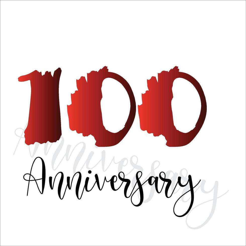 100 Years Anniversary Celebration Red Color Vector Template Design Illustration