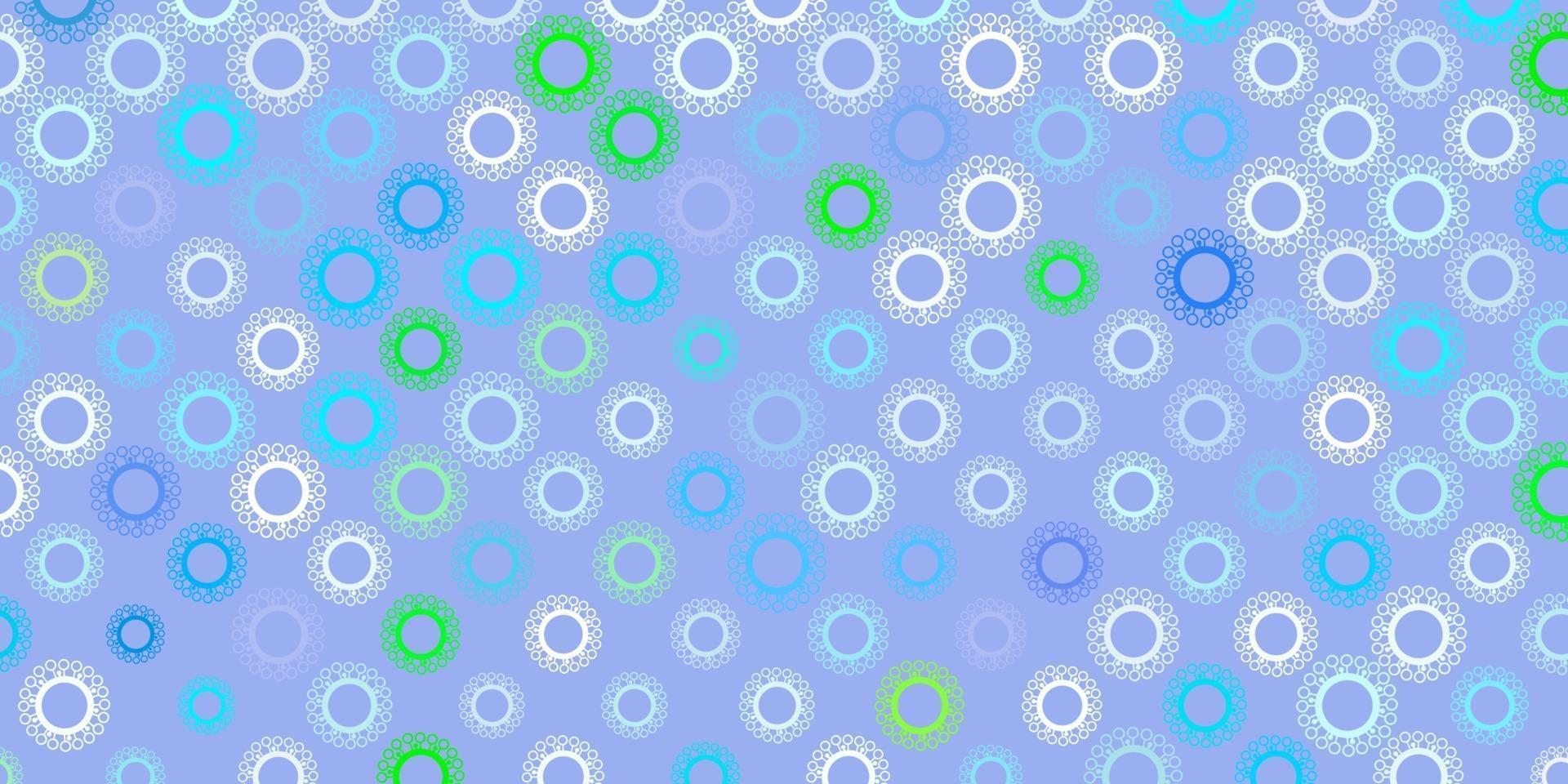 Light blue, green vector pattern with coronavirus elements.