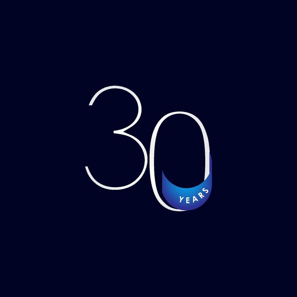 Ilustración de diseño de plantilla de vector de número elegante de celebración de aniversario de 30 años