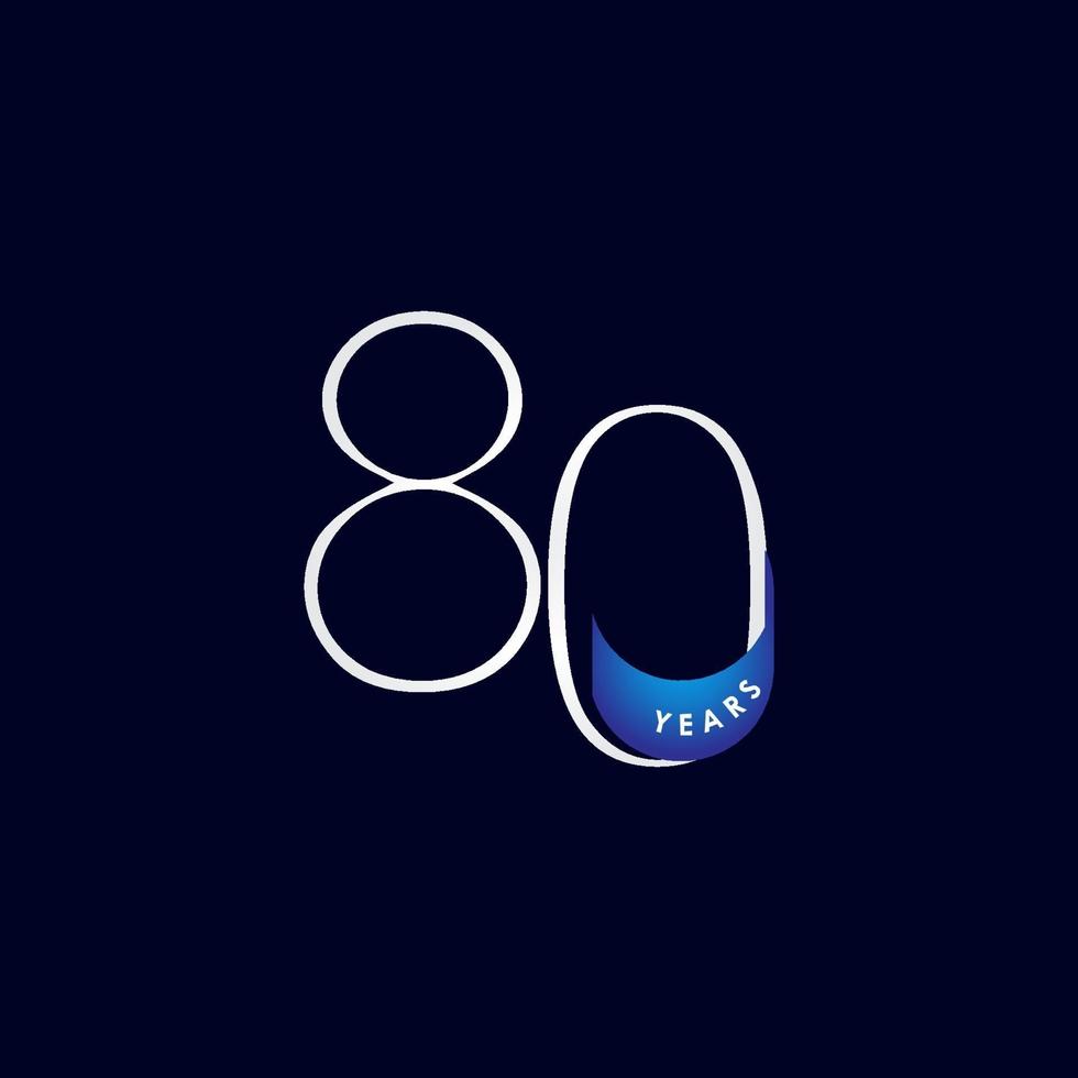 Ilustración de diseño de plantilla de vector de número elegante celebración de aniversario de 80 años