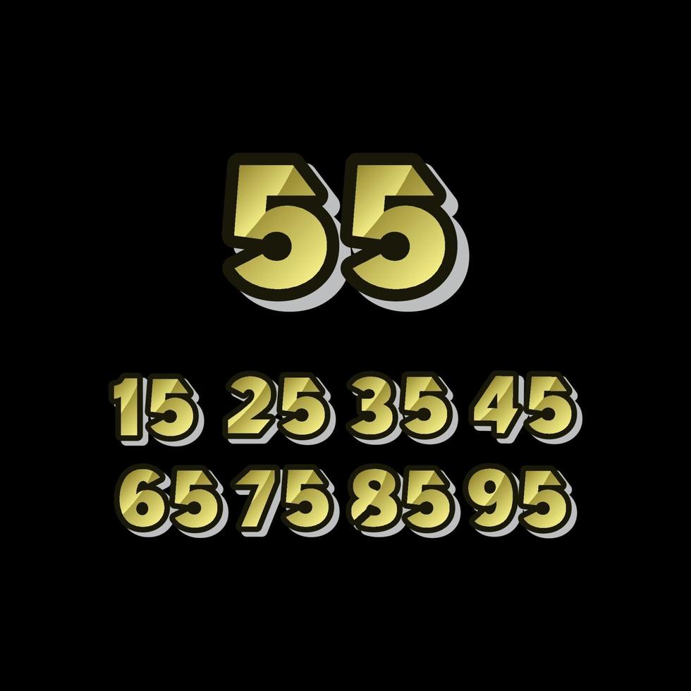 55 Years Anniversary Celebrations Set Number Elegant Vector Template Design Illustration