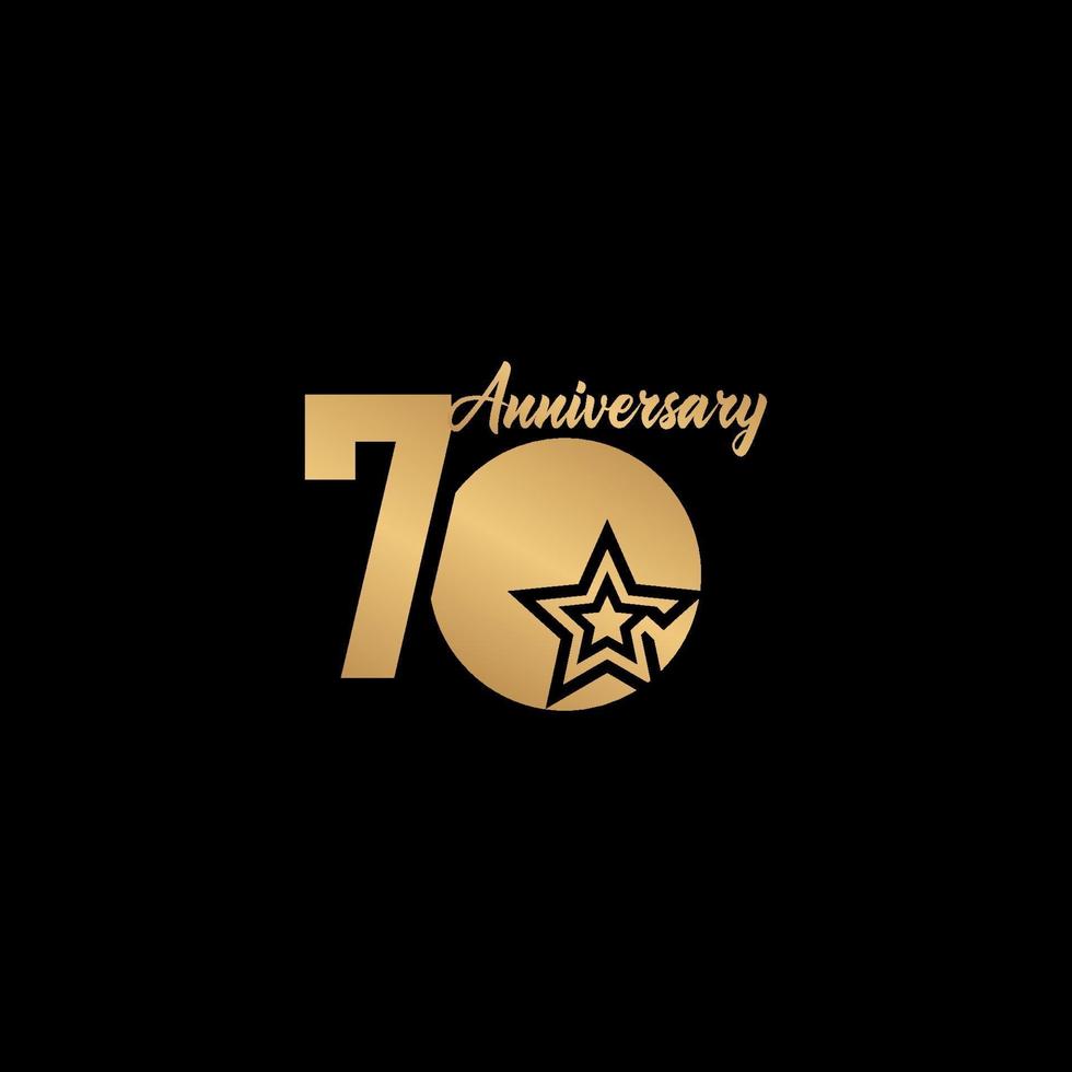 70 Years Anniversary Celebration Star Gold Logo Vector Template Design Illustration