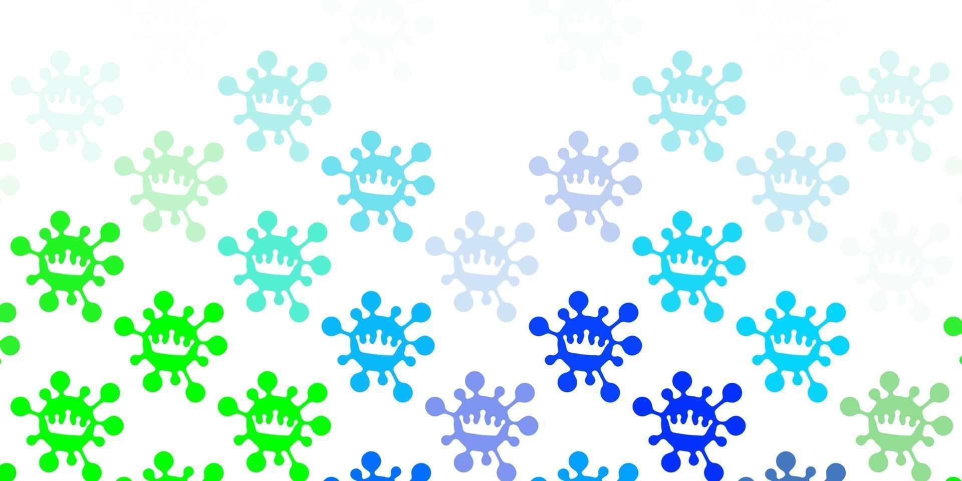 Light blue, green vector pattern with coronavirus elements.