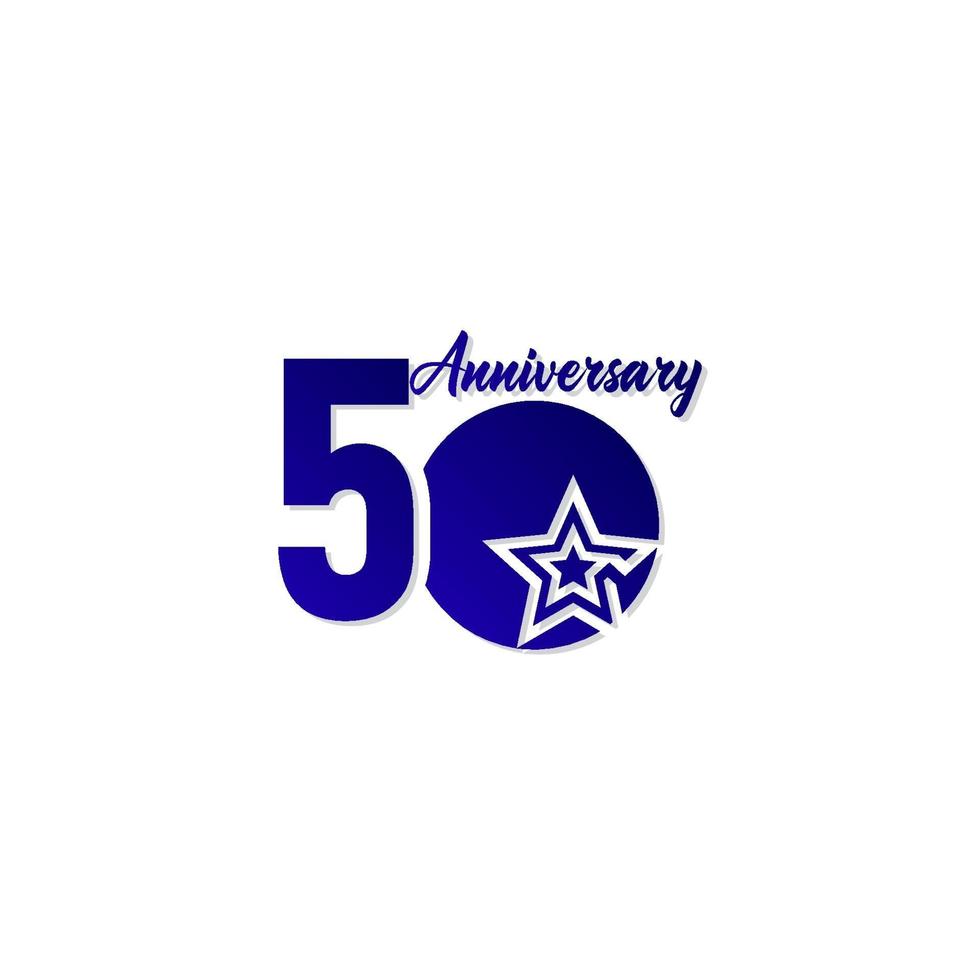 50 años de celebración de aniversario estrella azul logo vector plantilla diseño ilustración