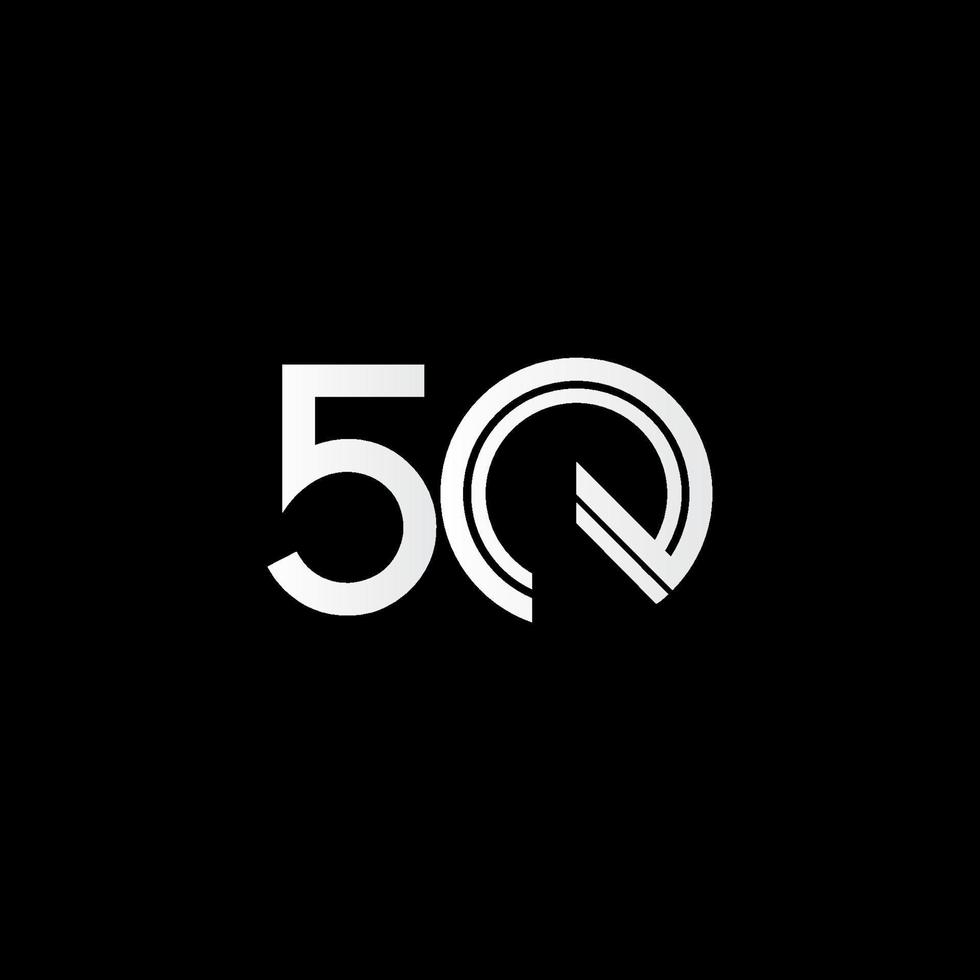 50 Years Anniversary Celebration White Line Vector Template Design Illustration