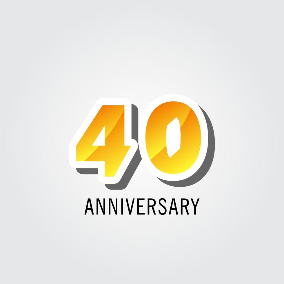 Ilustración de diseño de plantilla de vector de logotipo de celebración de aniversario de 40 años
