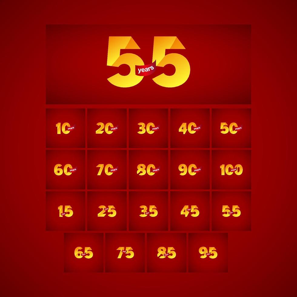 55 Years Anniversary Celebration Logo Vector Template Design Illustration