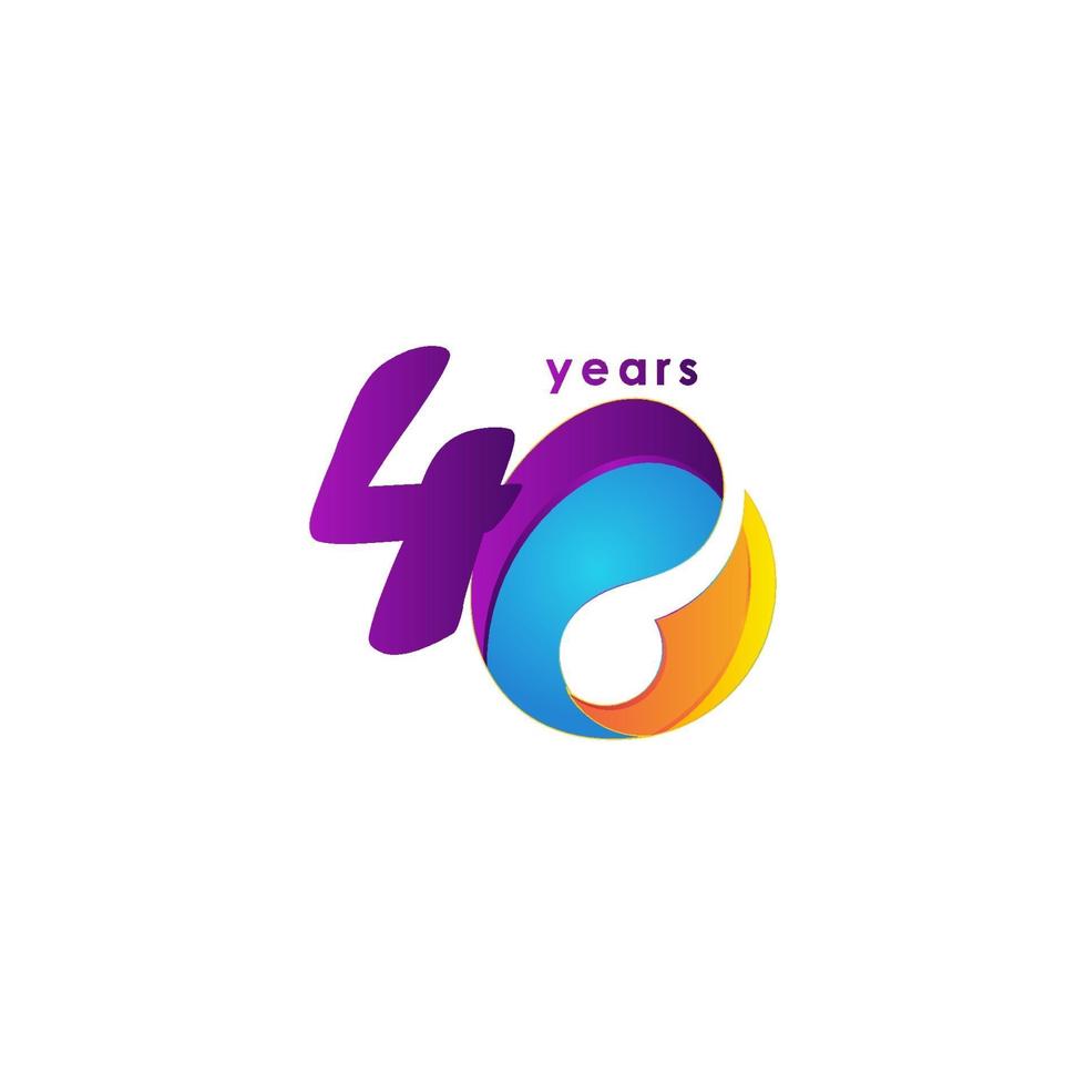 Ilustración de diseño de plantilla de vector de número de celebración de aniversario de 40 años